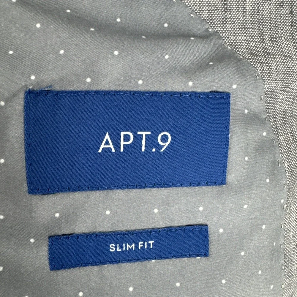 New! Apt 9 Mens Linen Blazer 38R Slim Fit Lightweight Bluish Gray Preppy Office